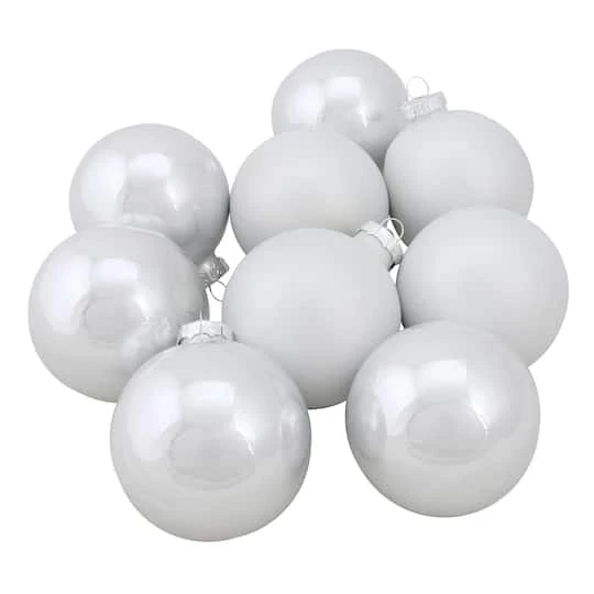 Northlight 9ct. 2.5" Shiny & Matte White Glass Ball Ornaments 4 Northlight 9ct. 2.5" Shiny & Matte White Glass Ball Ornaments - Image 2