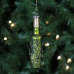 Northlight 6" Green & Silver Mercury Finish Wine Bottle Ornament -Holiday Glow D253849S 2