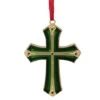 Northlight 3.5" Green & Gold Layering Effect With Crystals Cross Ornament -Holiday Glow D253850S 1