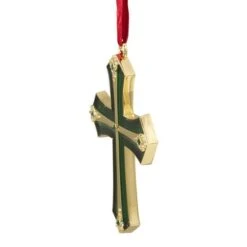 Northlight 3.5" Green & Gold Layering Effect With Crystals Cross Ornament -Holiday Glow D253850S 13