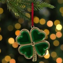 Northlight Green & Gold Luck Of The Irish Clover Ornament 17 Northlight Green & Gold Luck Of The Irish Clover Ornament -Holiday Glow D253855S 12