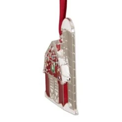 Northlight Red & White Enamel Barn House Ornament -Holiday Glow D253858S 13