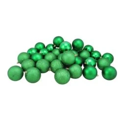 Northlight 32ct. 3.5" Christmas Green Shatterproof 4-Finish Christmas Ball Ornaments -Holiday Glow D253868S 2
