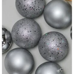 Northlight 32ct. 3.5" Pewter Gray Shatterproof 4-Finish Christmas Ball Ornaments -Holiday Glow D253872S 13