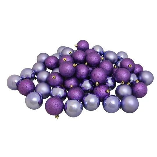 Northlight 60ct. 2.5" Amethyst Purple 4-Finish Shatterproof Christmas Ball Ornaments 3 Northlight 60ct. 2.5" Amethyst Purple 4-Finish Shatterproof Christmas Ball Ornaments