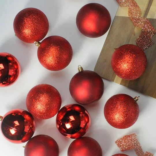 Northlight 16ct. 3" Hot Red Shatterproof 4-Finish Christmas Ball Ornaments 5 Northlight 16ct. 3" Hot Red Shatterproof 4-Finish Christmas Ball Ornaments - Image 3