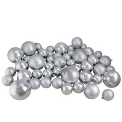 Northlight 50ct. Silver Splendor Shatterproof 2-Finish Christmas Ball Ornaments -Holiday Glow D253876S 11