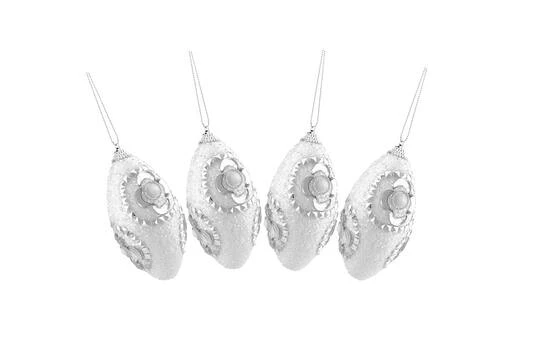 Northlight 4ct. 4.5" White & Silver Rhinestone Glittered Shatterproof Christmas Finial Ornaments 5 Northlight 4ct. 4.5" White & Silver Rhinestone Glittered Shatterproof Christmas Finial Ornaments - Image 3