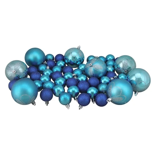 Northlight 125ct. Peacock Blue Shatterproof 4-Finish Christmas Ornaments 9 Northlight 125ct. Peacock Blue Shatterproof 4-Finish Christmas Ornaments - Image 7