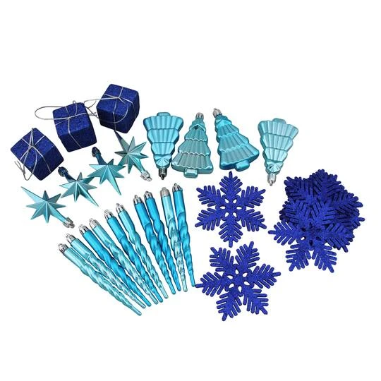 Northlight 125ct. Peacock Blue Shatterproof 4-Finish Christmas Ornaments 5 Northlight 125ct. Peacock Blue Shatterproof 4-Finish Christmas Ornaments - Image 3