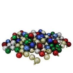 Northlight 96ct. 1.5" Vibrantly Colored Shatterproof 4-Finish Christmas Ball Ornaments