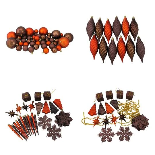 Northlight 125ct. Chocolate Brown & Burnt Orange Shatterproof 4-Finish Christmas Ornaments 9 Northlight 125ct. Chocolate Brown & Burnt Orange Shatterproof 4-Finish Christmas Ornaments - Image 7