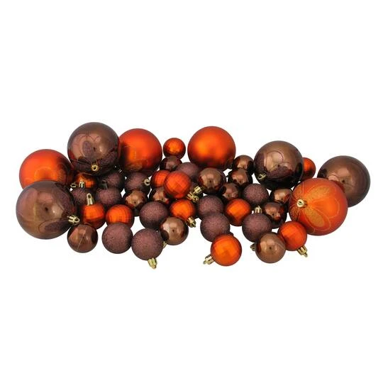 Northlight 125ct. Chocolate Brown & Burnt Orange Shatterproof 4-Finish Christmas Ornaments 10 Northlight 125ct. Chocolate Brown & Burnt Orange Shatterproof 4-Finish Christmas Ornaments - Image 8