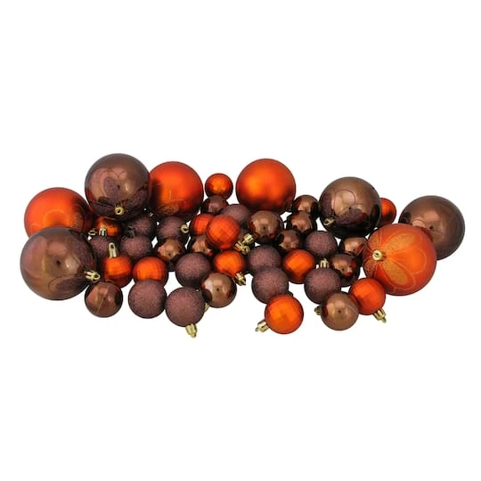 Northlight 125ct. Chocolate Brown & Burnt Orange Shatterproof 4-Finish Christmas Ornaments 5 Northlight 125ct. Chocolate Brown & Burnt Orange Shatterproof 4-Finish Christmas Ornaments - Image 3