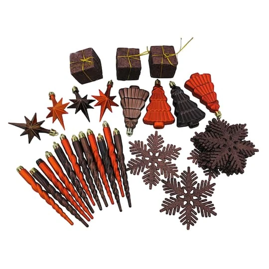 Northlight 125ct. Chocolate Brown & Burnt Orange Shatterproof 4-Finish Christmas Ornaments 6 Northlight 125ct. Chocolate Brown & Burnt Orange Shatterproof 4-Finish Christmas Ornaments - Image 4