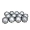 Northlight 12ct. 4" Pewter Gray Shatterproof Matte Christmas Ball Ornaments 2 Northlight 12ct. 4" Pewter Gray Shatterproof Matte Christmas Ball Ornaments -Holiday Glow D253886S 1