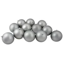 Northlight 12ct. 4" Pewter Gray Shatterproof Matte Christmas Ball Ornaments 8 Northlight 12ct. 4" Pewter Gray Shatterproof Matte Christmas Ball Ornaments -Holiday Glow D253886S 11