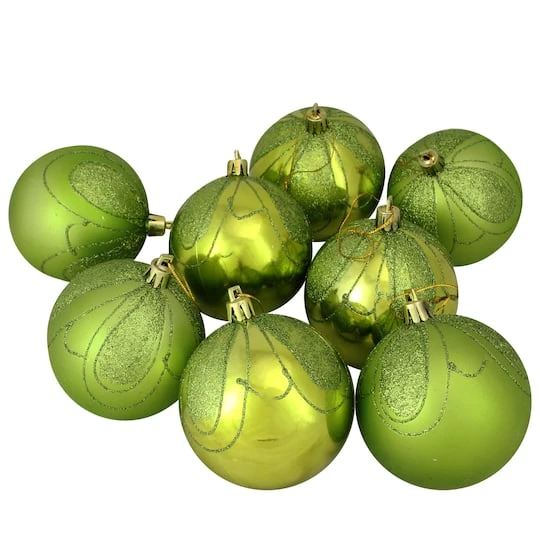 Northlight 125ct. Green Shatterproof 3-Finish Tropical Christmas Ornaments 10 Northlight 125ct. Green Shatterproof 3-Finish Tropical Christmas Ornaments - Image 8
