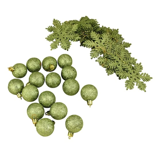 Northlight 125ct. Green Shatterproof 3-Finish Tropical Christmas Ornaments 6 Northlight 125ct. Green Shatterproof 3-Finish Tropical Christmas Ornaments - Image 4