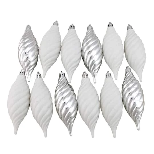 Northlight 125ct. Winter White & Silver Shatterproof 4-Finish Christmas Ornaments 10 Northlight 125ct. Winter White & Silver Shatterproof 4-Finish Christmas Ornaments - Image 8