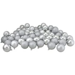 Northlight 96ct. 1.5" Silver Splendor Shatterproof 4-Finish Christmas Ball Ornaments -Holiday Glow D253890S 11