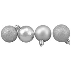 Northlight 96ct. 1.5" Silver Splendor Shatterproof 4-Finish Christmas Ball Ornaments -Holiday Glow D253890S 12