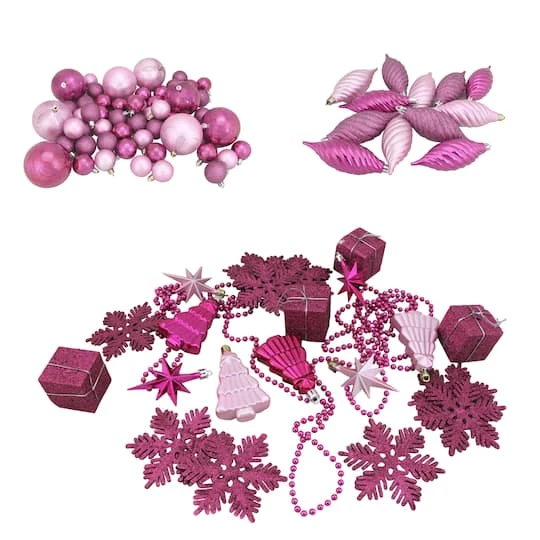 Northlight 125ct. Bubblegum Pink Shatterproof 4-Finish Christmas Ornaments 4 Northlight 125ct. Bubblegum Pink Shatterproof 4-Finish Christmas Ornaments - Image 2