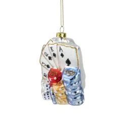 Northlight 4" Silver & Blue Poker Playing Cards With Dice & Chips Christmas Ornament -Holiday Glow D253895S 13