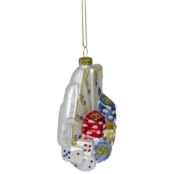 Northlight 4" Silver & Blue Poker Playing Cards With Dice & Chips Christmas Ornament -Holiday Glow D253895S 2