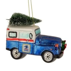 Northlight 5" Blue & Silver USPS Post Office Truck With Frosted Tree Glass Christmas Ornament 16 Northlight 5" Blue & Silver USPS Post Office Truck With Frosted Tree Glass Christmas Ornament -Holiday Glow D253899S 11