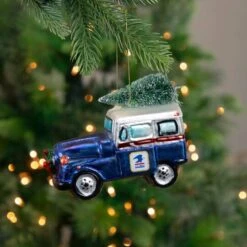 Northlight 5" Blue & Silver USPS Post Office Truck With Frosted Tree Glass Christmas Ornament 13 Northlight 5" Blue & Silver USPS Post Office Truck With Frosted Tree Glass Christmas Ornament -Holiday Glow D253899S 2