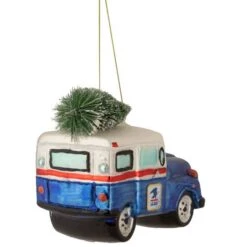 Northlight 5" Blue & Silver USPS Post Office Truck With Frosted Tree Glass Christmas Ornament 15 Northlight 5" Blue & Silver USPS Post Office Truck With Frosted Tree Glass Christmas Ornament -Holiday Glow D253899S 4