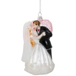 Northlight 5.25" Bride And Groom Kissing Glass Wedding Christmas Ornament -Holiday Glow D253901S 11
