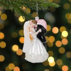 Northlight 5.25" Bride And Groom Kissing Glass Wedding Christmas Ornament -Holiday Glow D253901S 12
