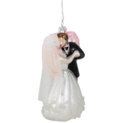 Northlight 5.25" Bride And Groom Kissing Glass Wedding Christmas Ornament -Holiday Glow D253901S 13