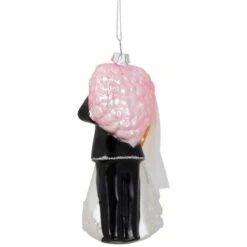 Northlight 5.25" Bride And Groom Kissing Glass Wedding Christmas Ornament -Holiday Glow D253901S 15