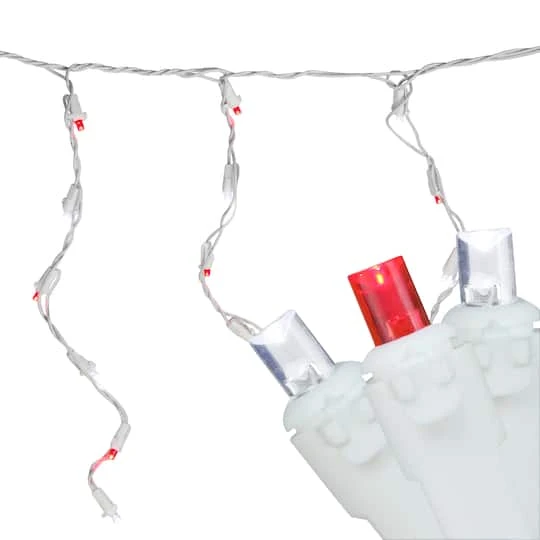 Northlight 100ct. LED Wide Angle Icicle Christmas Lights With White Wire Red/Pure White 3 Northlight 100ct. LED Wide Angle Icicle Christmas Lights With White Wire Red/Pure White