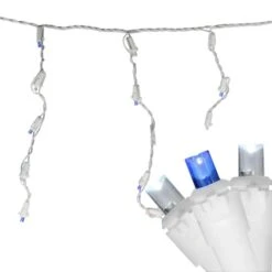 Northlight 100ct. LED Wide Angle Icicle Christmas Lights With White Wire Blue/Pure White 15 Northlight 100ct. LED Wide Angle Icicle Christmas Lights With White Wire Blue/Pure White -Holiday Glow D254028S 12