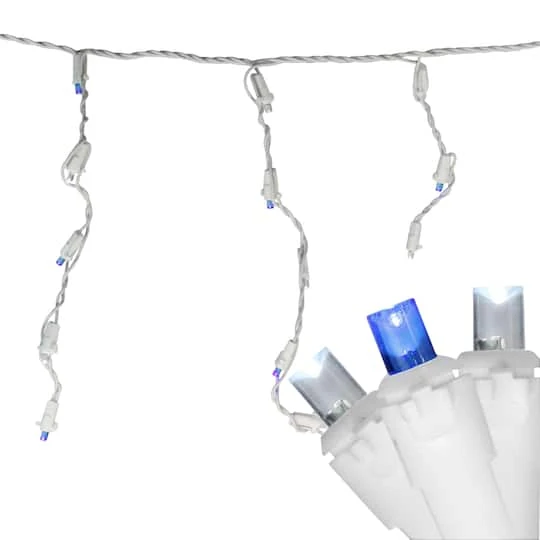 Northlight 100ct. LED Wide Angle Icicle Christmas Lights With White Wire Blue/Pure White 6 Northlight 100ct. LED Wide Angle Icicle Christmas Lights With White Wire Blue/Pure White - Image 4