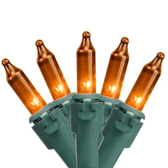 Northlight 100ct. Mini Christmas String Lights With Green Wire Orange 5 Northlight 100ct. Mini Christmas String Lights With Green Wire Orange - Image 3