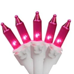 Northlight 100ct. Mini Christmas String Lights With White Wire Magenta Pink -Holiday Glow D254035S 1 1