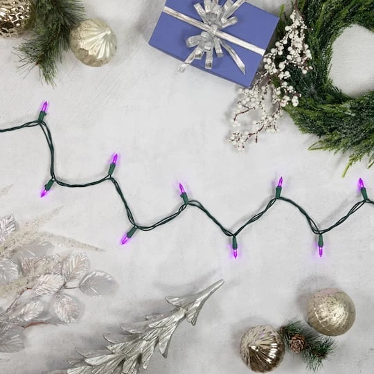 Northlight 50ct. LED Mini Christmas String Lights With Green Wire Purple 8 Northlight 50ct. LED Mini Christmas String Lights With Green Wire Purple - Image 6