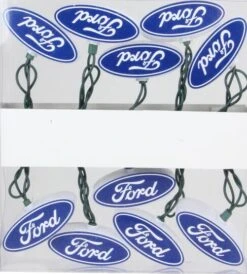 Northlight 10ct. Blue & White Ford Logo Novelty String Lights -Holiday Glow D254068S 2