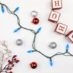 Northlight 70ct. LED Faceted C6 Christmas String Lights Blue 17 Northlight 70ct. LED Faceted C6 Christmas String Lights Blue -Holiday Glow D254077S 13
