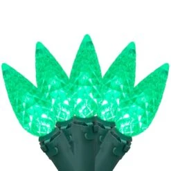 Northlight 70ct. LED Faceted C6 Christmas String Lights Green 24 Northlight 70ct. LED Faceted C6 Christmas String Lights Green -Holiday Glow D254079S 11