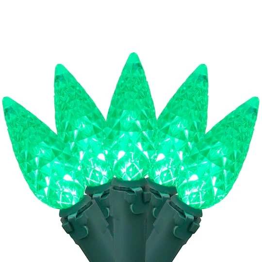 Northlight 70ct. LED Faceted C6 Christmas String Lights Green 11 Northlight 70ct. LED Faceted C6 Christmas String Lights Green - Image 9