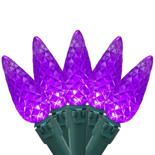 Northlight 70ct. LED Faceted C6 Christmas String Lights Purple 10 Northlight 70ct. LED Faceted C6 Christmas String Lights Purple - Image 8