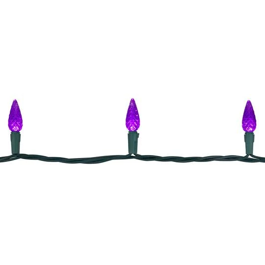 Northlight 70ct. LED Faceted C6 Christmas String Lights Purple 9 Northlight 70ct. LED Faceted C6 Christmas String Lights Purple - Image 7