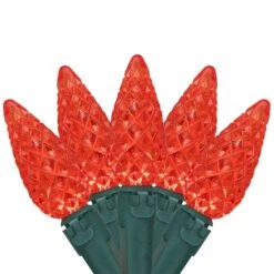 Northlight 70ct. LED Faceted C6 Christmas String Lights Red -Holiday Glow D254083S 1 1