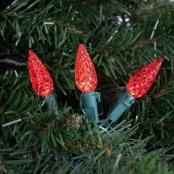 Northlight 70ct. LED Faceted C6 Christmas String Lights Red -Holiday Glow D254083S 12